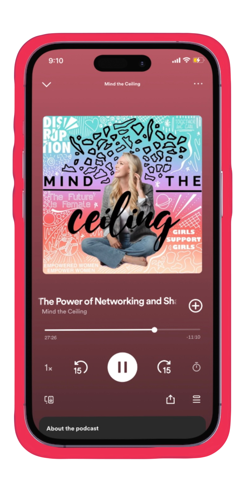 mockup of podcast playing on spotify